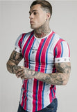 2019 Men's Sik Silk Print T-Shirt Summer New Men's Fashion Stripes Casual Short Sleeve T-Shirt Polyester Quick Dry