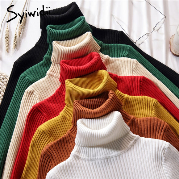 Stretch Women Sweaters Turtleneck Pullovers soft Primer Shirt Long Sleeve Korean Slim-fit Tight Sweater 2019 Autumn Winter Solid