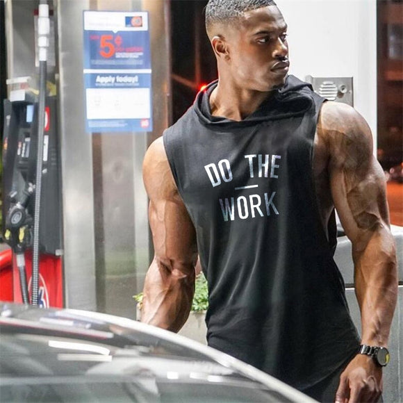 New DO THE WORK Print Bodybuilding Stringer Hoodies Sporting Fitness Brand Tank Top Men Gyms Clothing Cotton Pullover Hoody