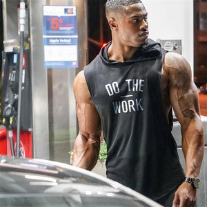 New DO THE WORK Print Bodybuilding Stringer Hoodies Sporting Fitness Brand Tank Top Men Gyms Clothing Cotton Pullover Hoody