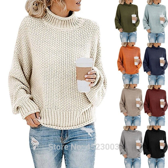 Womens Turtleneck Oversized Sweaters Batwing Long Sleeve Pullover Loose Chunky Knit Jumper