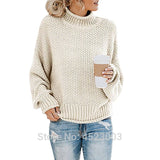 Womens Turtleneck Oversized Sweaters Batwing Long Sleeve Pullover Loose Chunky Knit Jumper