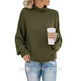 Womens Turtleneck Oversized Sweaters Batwing Long Sleeve Pullover Loose Chunky Knit Jumper