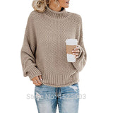 Womens Turtleneck Oversized Sweaters Batwing Long Sleeve Pullover Loose Chunky Knit Jumper