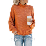 Womens Turtleneck Oversized Sweaters Batwing Long Sleeve Pullover Loose Chunky Knit Jumper