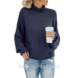 Womens Turtleneck Oversized Sweaters Batwing Long Sleeve Pullover Loose Chunky Knit Jumper