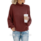 Womens Turtleneck Oversized Sweaters Batwing Long Sleeve Pullover Loose Chunky Knit Jumper