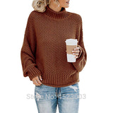 Womens Turtleneck Oversized Sweaters Batwing Long Sleeve Pullover Loose Chunky Knit Jumper